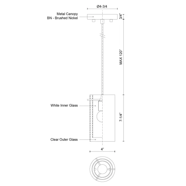 Firenze 4-Inch White Cylinder Pendant - Image 4