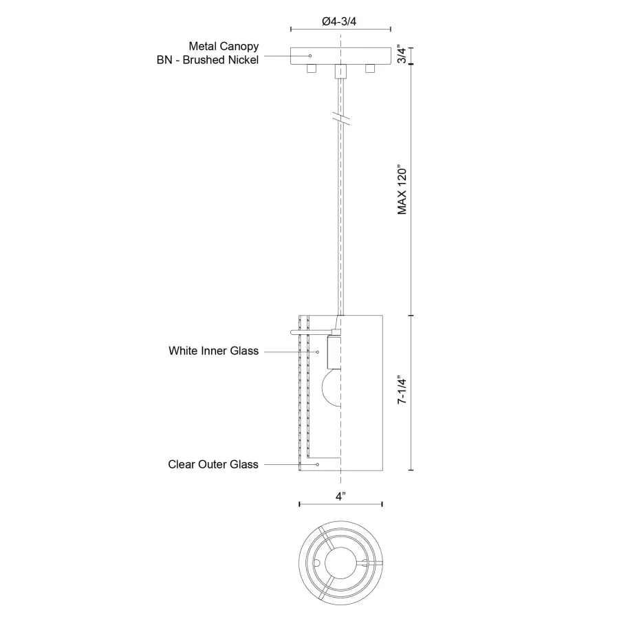 Firenze 4-Inch White Cylinder Pendant - Image 4