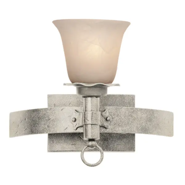 The Collection draws inspiration from the lodges of the Northern United States. Featuring a variety of Manufacturer`s exclusive finishes and shades, these simple, rustic metals combine with pioneer details like lantern rings to create charmingly rustic pieces. Collection: Americana Rooms: Bathroom, Powder Room, Spa, Locker Room Finish: French Cream Glass: White Alabaster Standard Glass Notes: Must Specify Glass Or Shade When Ordering Width: 13.00" Height: 11.00" Weight: 6.00 lb Extension from Wall: 8.00" Wire: 6`` Mounting Height: 7.00" Canopy: 7``x4.38`` Number of Bulbs: 1 Maximum Wattage: 60.00 W Bulb Type: E26 Bulb Base: E26 Medium Dimmable Voltage: 120.00 V Material: Hand Forged Wrought Iron Country of Origin: Phillipines Safety Listing: Dry Safety Rating: cETL