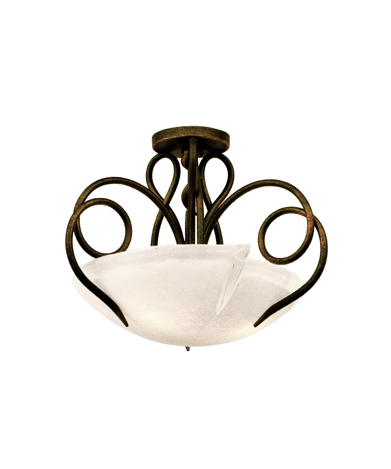 Tribecca Three Light Semi Flush Mount in Antique Copper