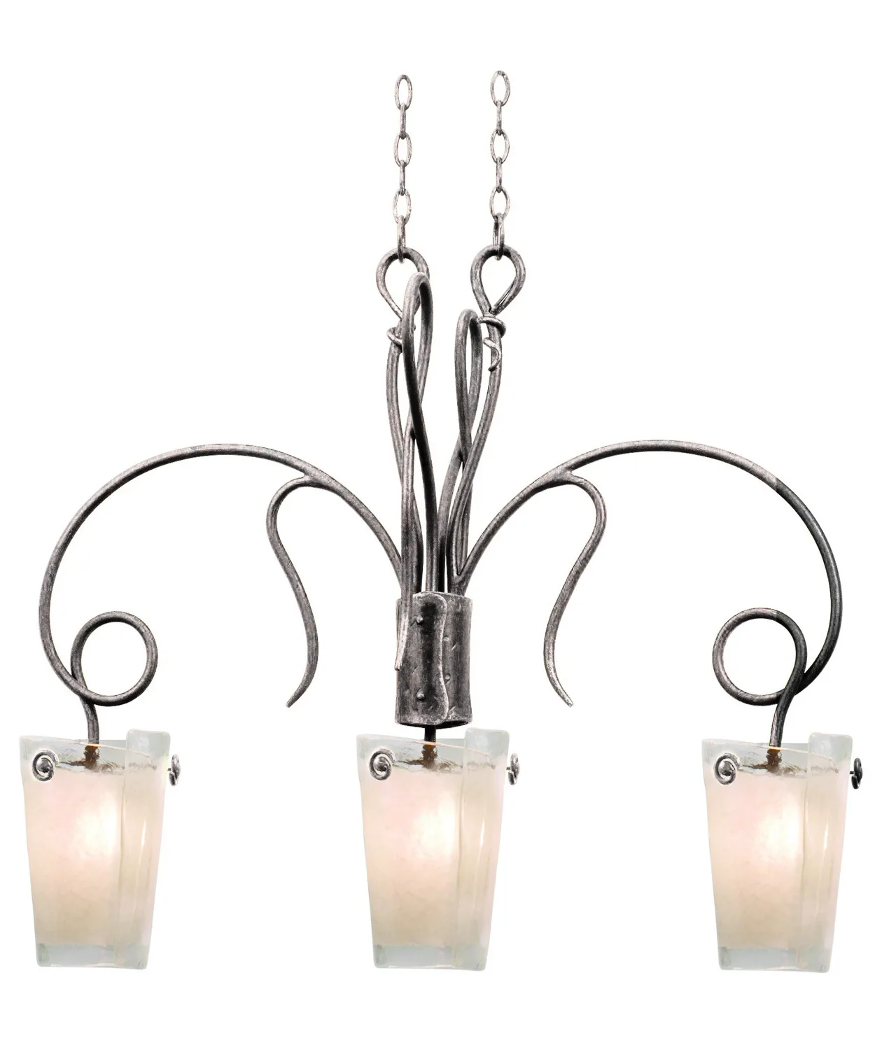 Tribecca Three Light Island Pendant in Pearl Silver