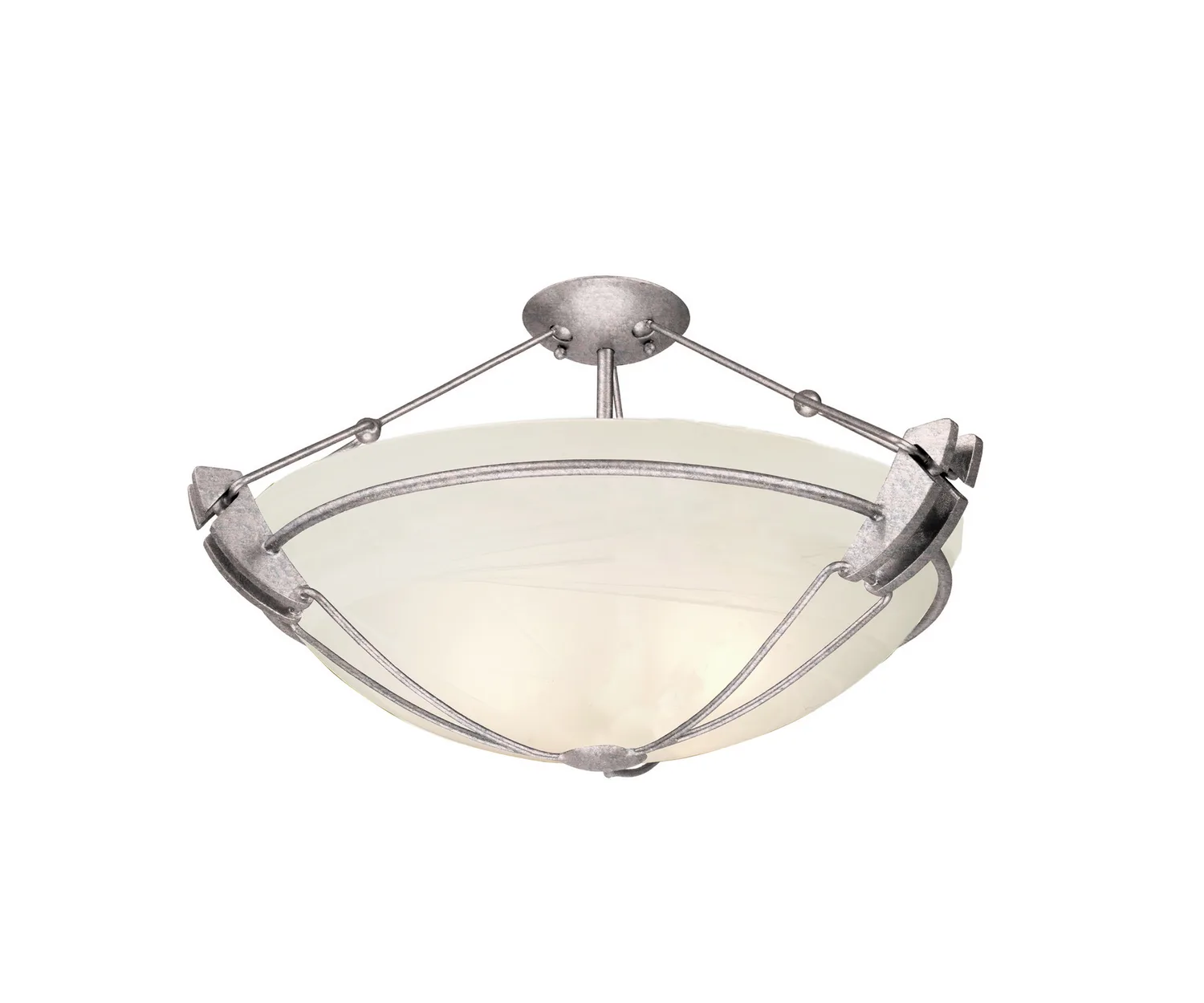 Grande Three Light Semi Flush Mount in Pearl Silver