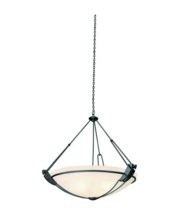 The Collection is a fully customizable collection that is enhanced by Art Deco suspension showcasing the exclusive bowl shades hand-crafted exclusively by Manufacturer. From the modernity of the Iridescent Shell bowl shade to the glowing elegance of our exclusive Buddha Leaf and Penshell shades, this collection elegant yet flexible enough to coordinate with any space. Collection: Grande Rooms: Foyer, Dining Room, Living Room, Great Room Finish: Black Glass: White Alabaster Standard Glass Bowl Notes: Must Specify Glass When Ordering Width: 24.00" Height: 28.00" Weight: 29.00 lb Chain: 48`` Wire: 96`` Canopy: 5``x1`` Number of Bulbs: 3 Maximum Wattage: 60.00 W Bulb Type: E26 Bulb Base: E26 Medium Dimmable Voltage: 120.00 V Material: Hand Forged Wrought Iron Country of Origin: Phillipines Safety Listing: Dry Safety Rating: cETL