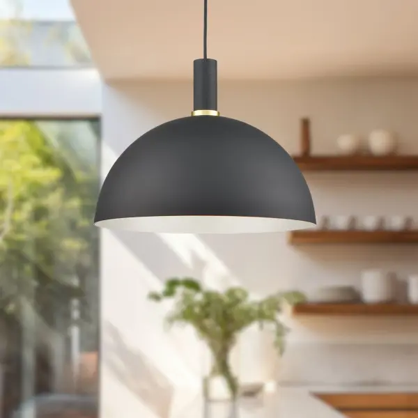 Archibald 16" Pendant in White with Gold Detail - Image 2