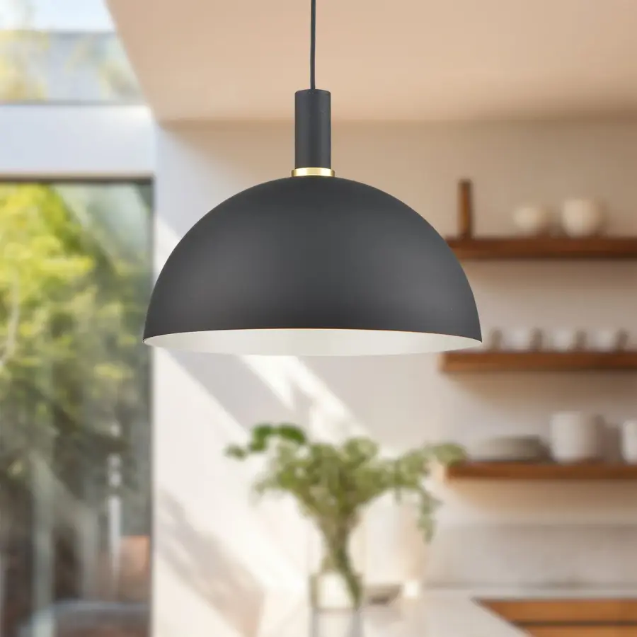 Archibald 16" Pendant in White with Gold Detail - Image 2