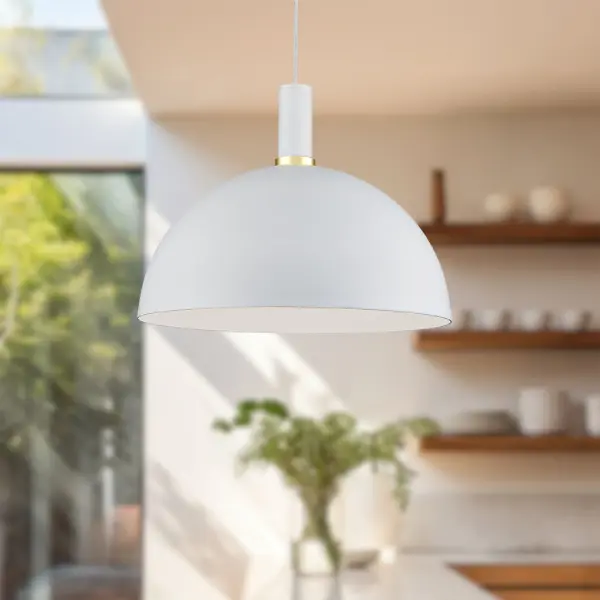 Archibald 16" Pendant in White with Gold Detail - Image 4