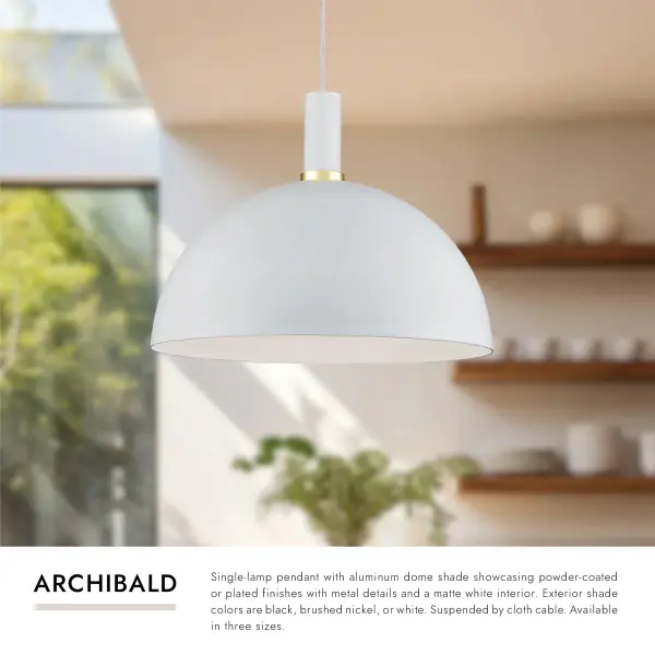 Archibald 16" Pendant in White with Gold Detail - Image 9