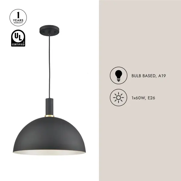 Archibald 16" Pendant in White with Gold Detail - Image 10