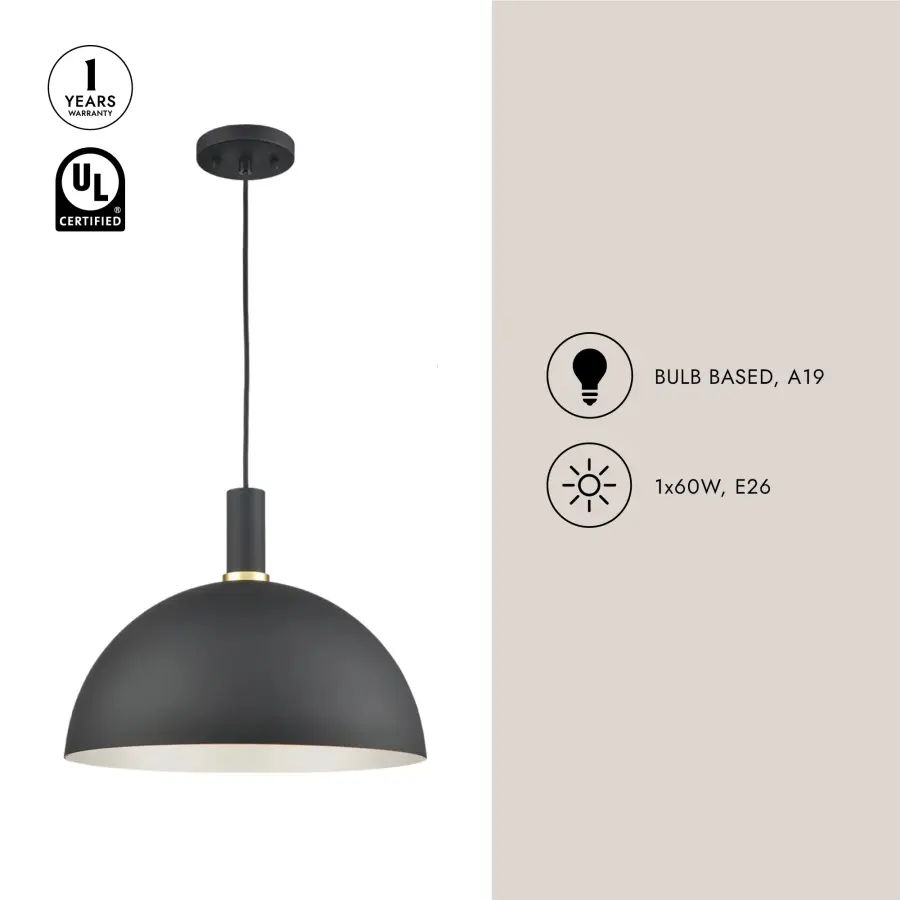 Archibald 16" Pendant in White with Gold Detail - Image 10