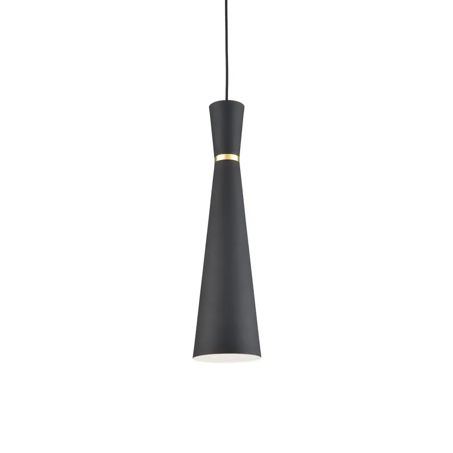 Vanderbilt 6-Inch Pendant in Black with Gold Detail - Image 1