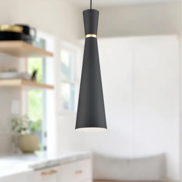 Vanderbilt 6-Inch Pendant in Black with Gold Detail - Image 2