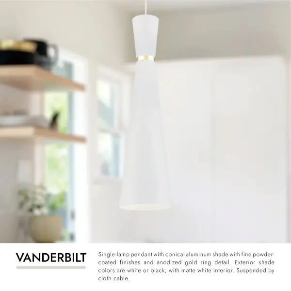 Vanderbilt 6-Inch Pendant in Black with Gold Detail - Image 6