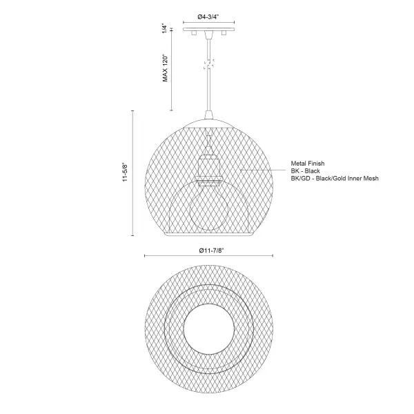 Gibraltar 12-Inch Wire Mesh Pendant - Image 6