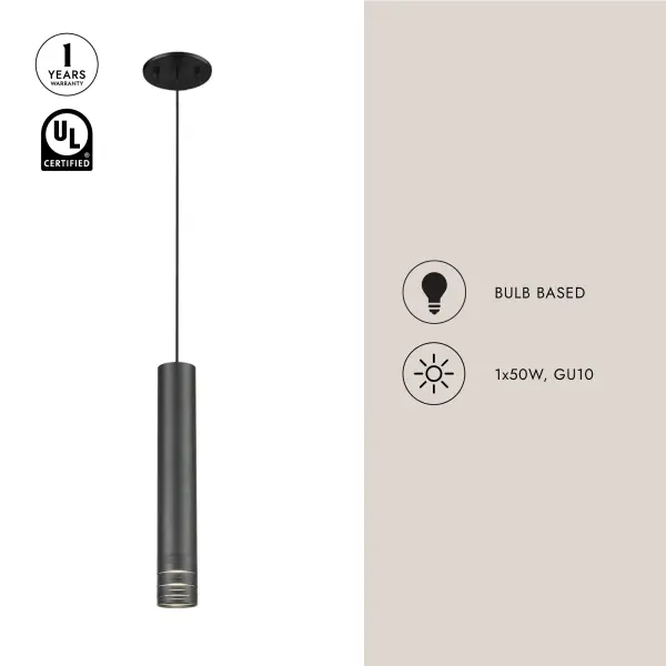Milca 15-Inch Matte Black Pendant Light - Image 5