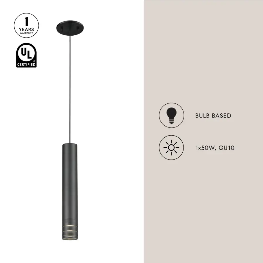 Milca 15-Inch Matte Black Pendant Light - Image 5