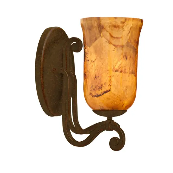 The Collection was inspired by the rolling hills and rustic cottage of this rural county in England. The understated curves are accentuated in a selection of Manufacturer`s warm finish and provide the perfect backdrop to showcase Manufacturer`s exclusive, hand-crafted shades. Collection: Somerset Rooms: Living Room, Bedroom, Family Room, Dining Room Finish: Tortoise Shell Glass: Penshell Notes: Must Specify Shade When Ordering Width: 6.00" Height: 12.00" Weight: 4.00 lb Extension from Wall: 10.00" Wire: 6`` Mounting Height: 4.50" Canopy: 5.13``x8.75`` Number of Bulbs: 1 Maximum Wattage: 40.00 W Bulb Type: E26 Bulb Base: E26 Medium Dimmable Voltage: 120.00 V Material: Hand Forged Iron/Penshell Country of Origin: Phillipines Safety Listing: Dry Safety Rating: cETL