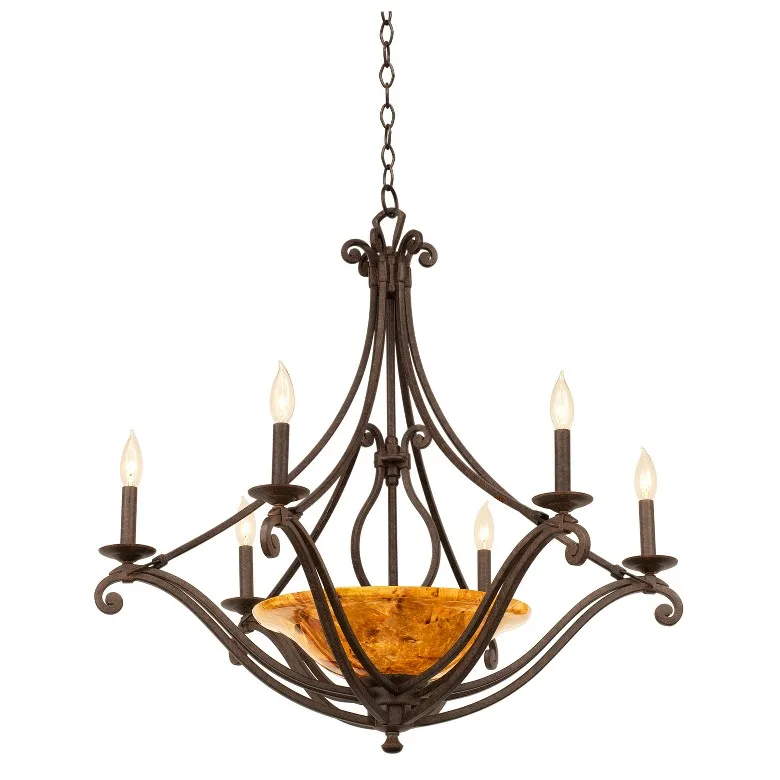 Somerset Six Light Chandelier in Tortoise Shell