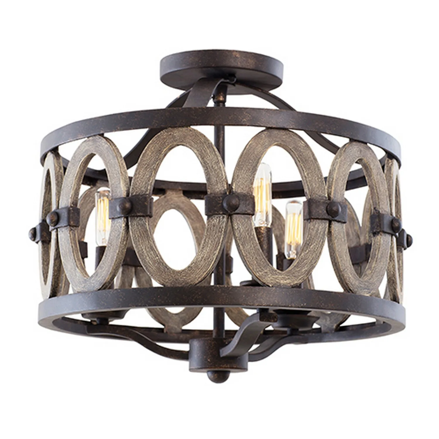 Belmont Three Light Flush Mount in Florence Gold
