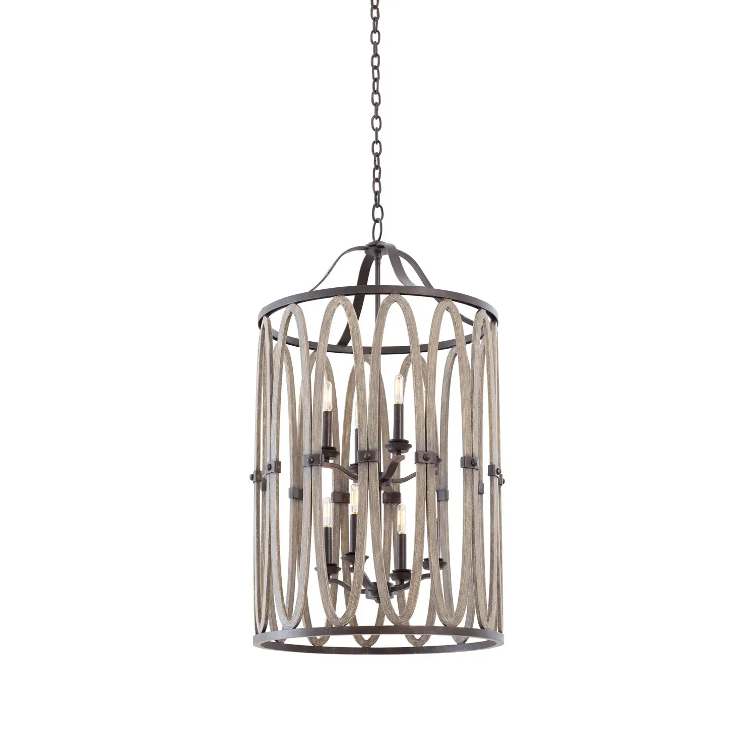 Belmont Eight Light Foyer Pendant in Florence Gold