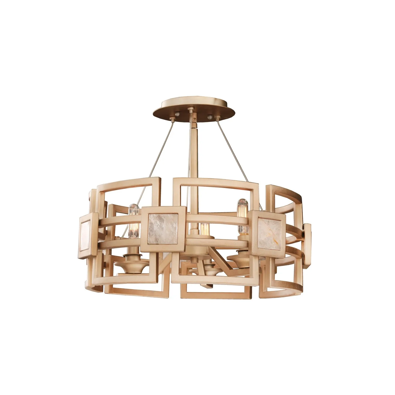 Metropolis Three Light Semi Flush Mount in Modern Gold