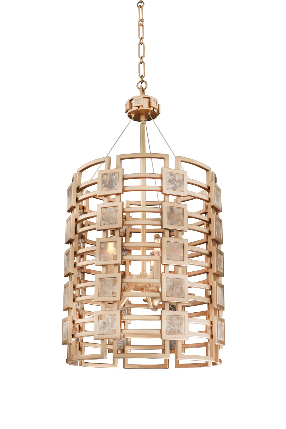 Metropolis Five Light Foyer Pendant in Modern Gold