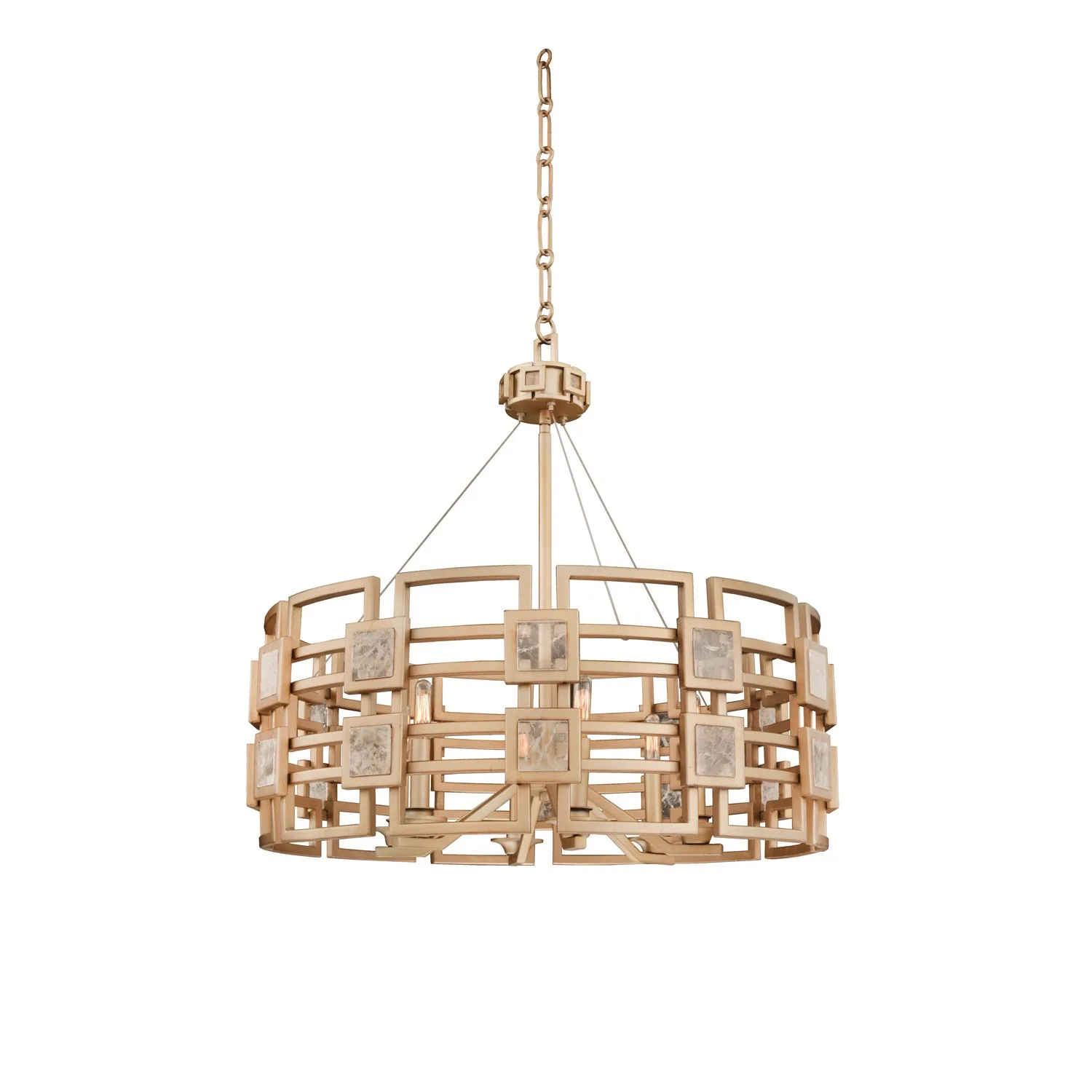 Metropolis Six Light Pendant in Modern Gold