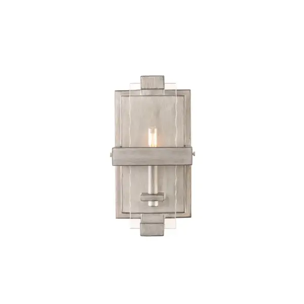 This wall sconce features a water jet cut thick edged glass face that is accented with a Hand Forged and Hand Finished Frame finished in our exclusive Moon Silver. Collection: Astoria Rooms: Living Room, Bedroom, Family Room, Dining Room Finish: Moon Silver Width: 7.00" Height: 13.00" Weight: 5.00 lb Extension from Wall: 4.00" Wire: 6" Mounting Height: 6.50" Canopy: 5"x14"x0.5" Number of Bulbs: 1 Maximum Wattage: 60.00 W Bulb Type: Candelabra Bulb Base: E12 Candelabra Dimmable Voltage: 120.00 V Material: Hand Forged Wrought Iron , Glass Country of Origin: Phillipines Safety Listing: cETL Safety Rating: Dry ADA