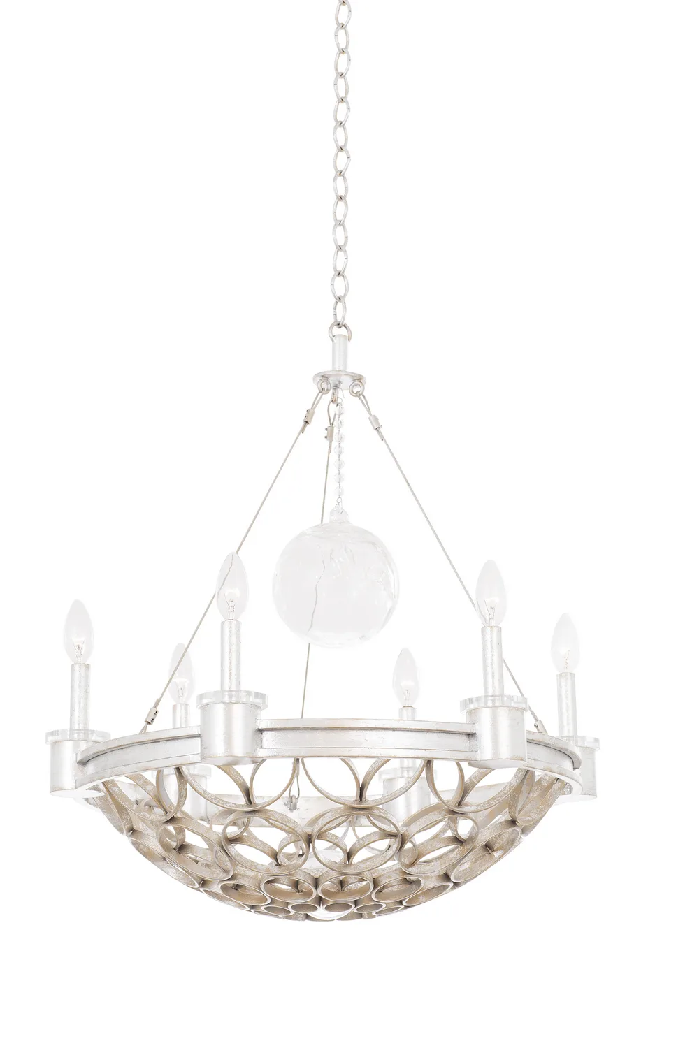 Loveland Six Light Chandelier in Gold Silver Leaf
