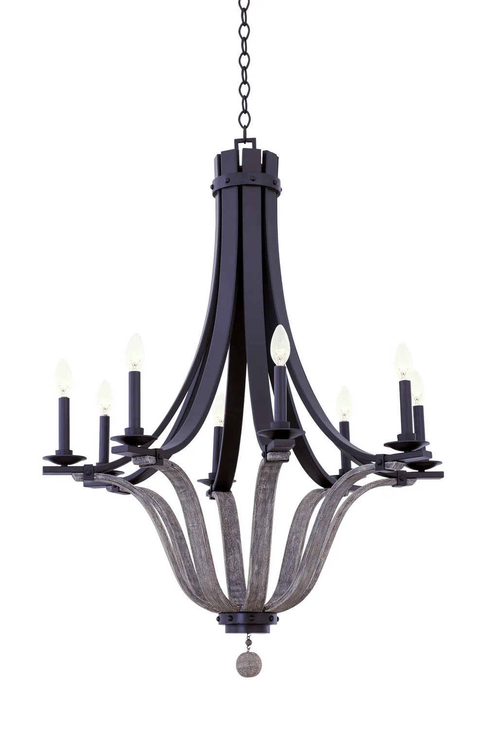 Lansing Eight Light Chandelier in Satin Bronze