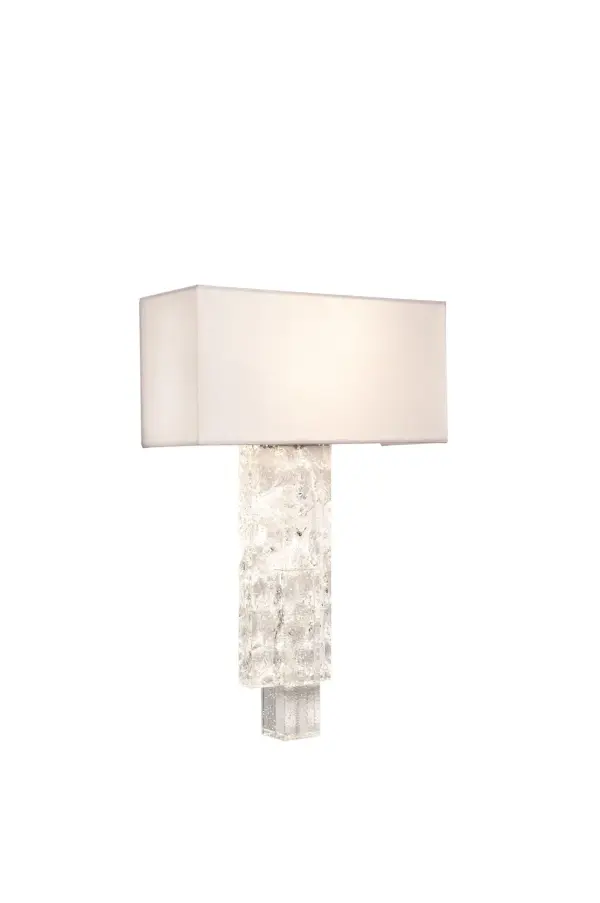 Hand Textured Crystal Column with a Silk Shade makes the Vanderbilt ADA Wall Sconce sparkle. Collection: Vanderbilt Rooms: Living Room, Bedroom, Family Room, Dining Room Finish: Chrome Width: 10.50" Height: 17.00" Weight: 11.00 lb Extension from Wall: 4.00" Wire: 6" Mounting Height: 2.25" Canopy: 9"x4.75"x1" Number of Bulbs: 2 Maximum Wattage: 40.00 W Bulb Type: E12 Bulb Base: E12 Candelabra Dimmable Voltage: 120.00 V Material: Steel , Crystal , Silk Country of Origin: China Safety Listing: cETL Safety Rating: Dry ADA