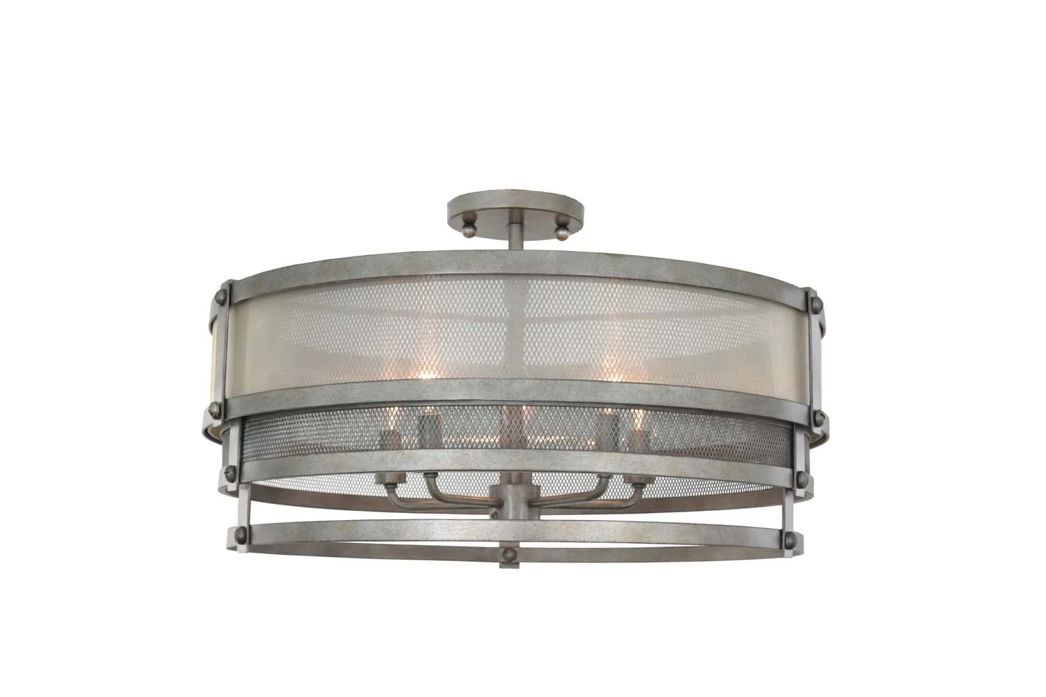 Delano Five Light Semi Flush Mount in Bronze Jewel Tone