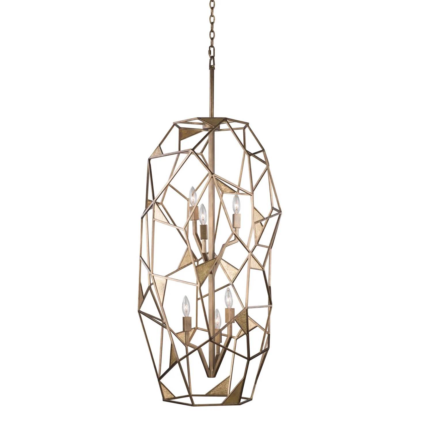 Esmeralda Six Light Foyer Pendant in Pearlized Antique Brass