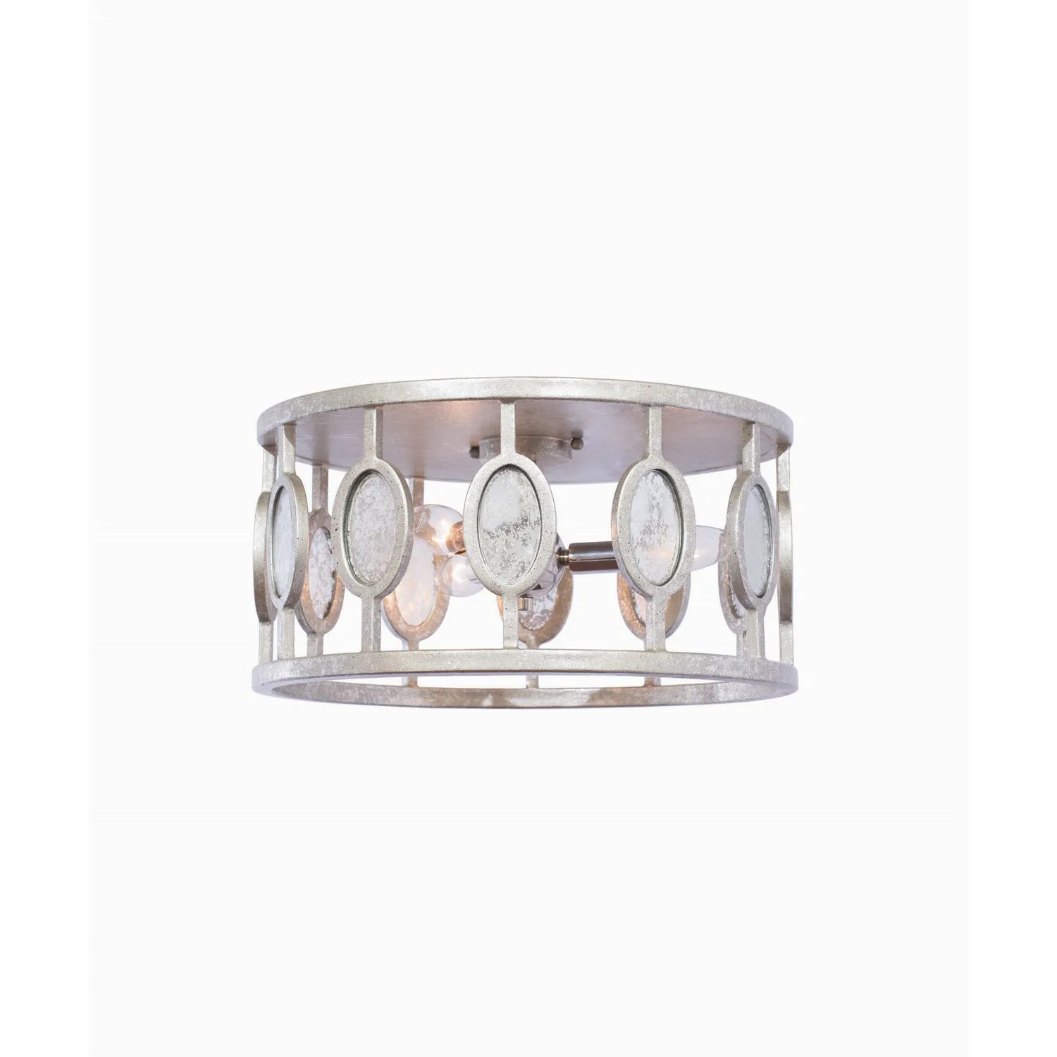 Palomar Three Light Flush Mount in Vintage Silver Leaf