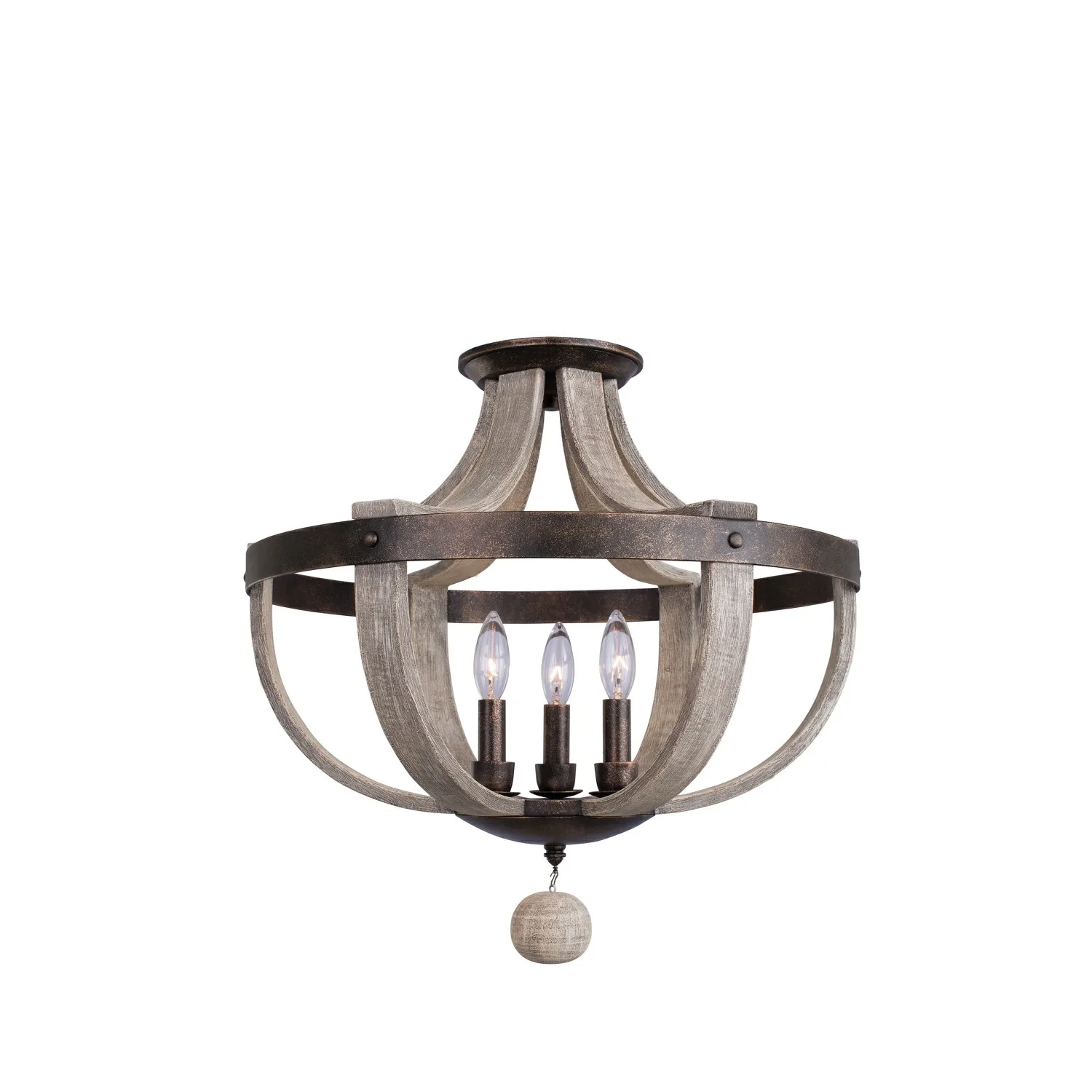 Harper Three Light Semi Flush Mount in Florence Gold