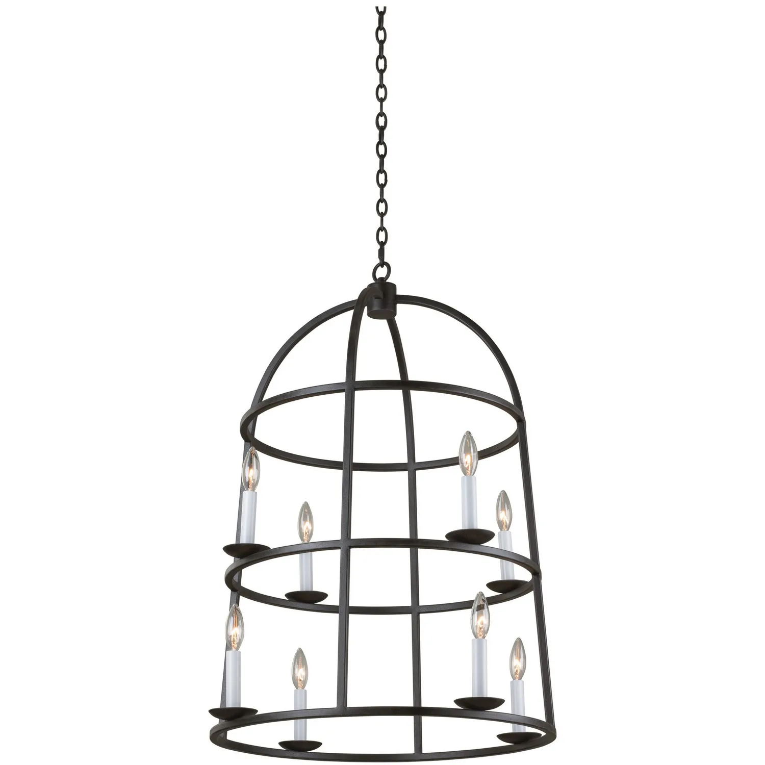 Wickenburg Eight Light Foyer Pendant in Black Iron