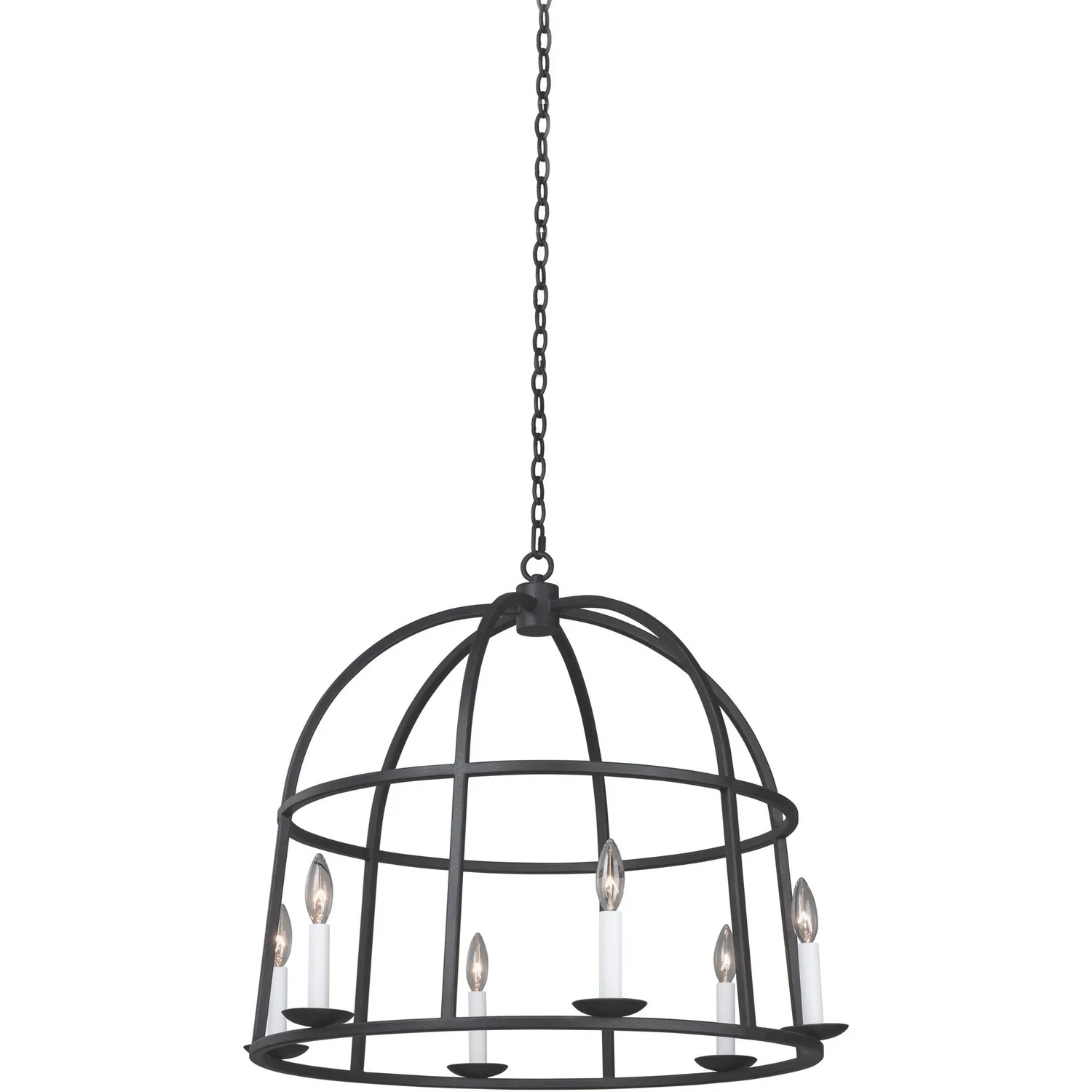 Wickenburg Six Light Pendant in Black Iron