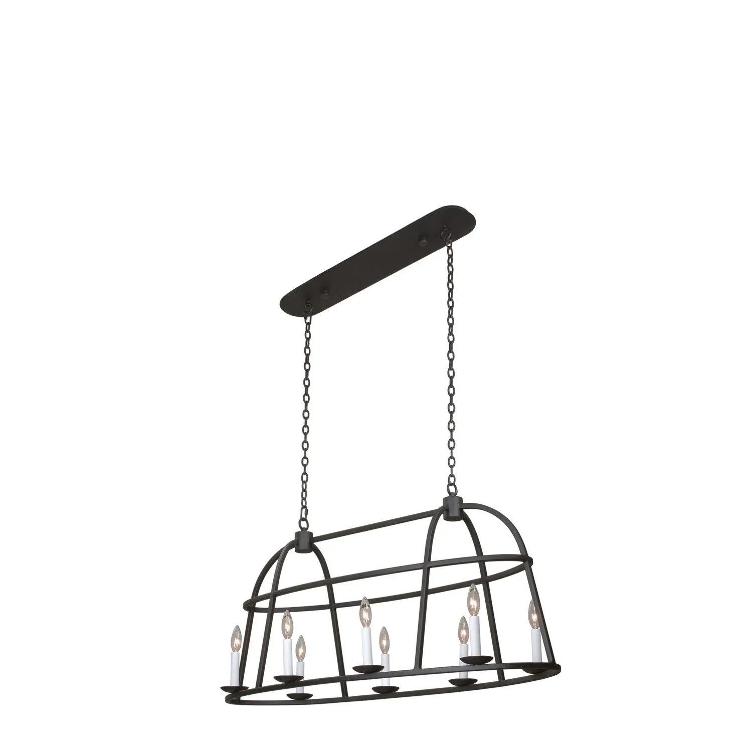 Wickenburg Eight Light Island Pendant in Black Iron