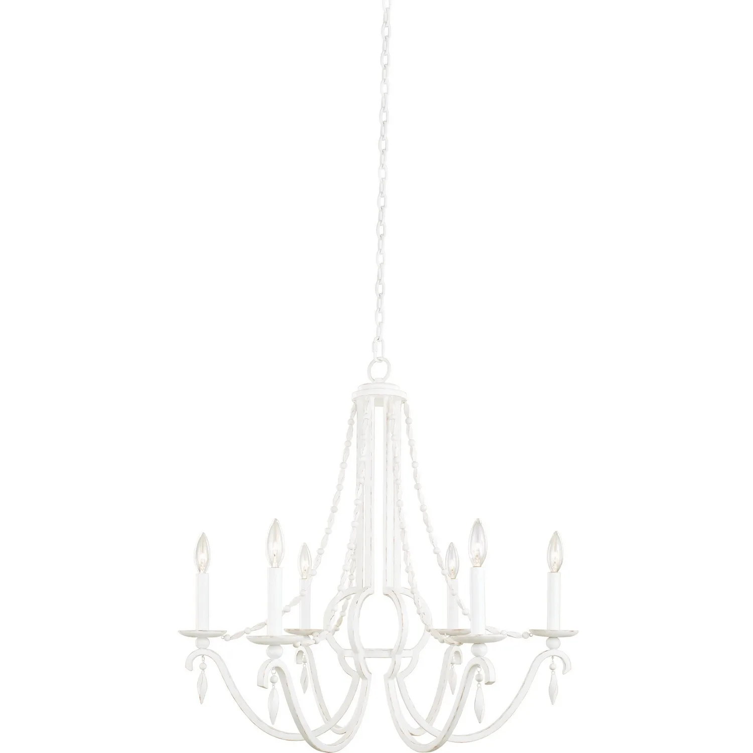 Acadia Six Light Chandelier in Distressed White