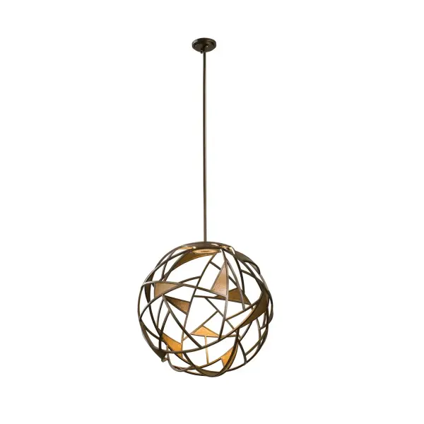 Simple Orb shapes powered by driverless LED ZEGA Disc Technology compatible with current ELV reverse phase dimmers. Featuring an open cage desing, Antique Bronze finish with texturized Antique Gold Accents. Collection: Neptune Rooms: Kitchen, Dining, Great Room, Foyer Finish: Bronze Gold Notes: (1) 6`` 12`` 24`` Stem Width: 28.00" Height: 34.00" Weight: 27.00 lb Wire: 72`` Canopy: 6``x1`` Bulbs Included Number of Bulbs: 1 Maximum Wattage: 31.00 W Bulb Type: Disc Bulb Base: Disc Light Source: LED Light Output: 3000.00 lm Color Temperature: 3000 K Dimmable Voltage: 120.00 V Material: Forged Steel Country of Origin: Phillipines Safety Listing: cETL Safety Rating: Dry LED