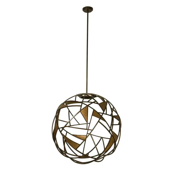Simple Orb shapes powered by driverless LED ZEGA Disc Technology compatible with current ELV reverse phase dimmers. Featuring an open cage desing, Antique Bronze finish with texturized Antique Gold Accents. Collection: Neptune Rooms: Bedroom, Bathroom, Hallway, Theater Finish: Bronze Gold Notes: (1) 6`` 12`` 24`` Stem Width: 34.00" Height: 40.00" Weight: 31.00 lb Wire: 72`` Canopy: 6``x1`` Bulbs Included Number of Bulbs: 1 Maximum Wattage: 31.00 W Bulb Type: Disc Bulb Base: Disc Light Source: LED Light Output: 3000.00 lm Color Temperature: 3000 K Dimmable Voltage: 120.00 V Material: Forged Steel Country of Origin: Phillipines Safety Listing: cETL Safety Rating: Dry LED