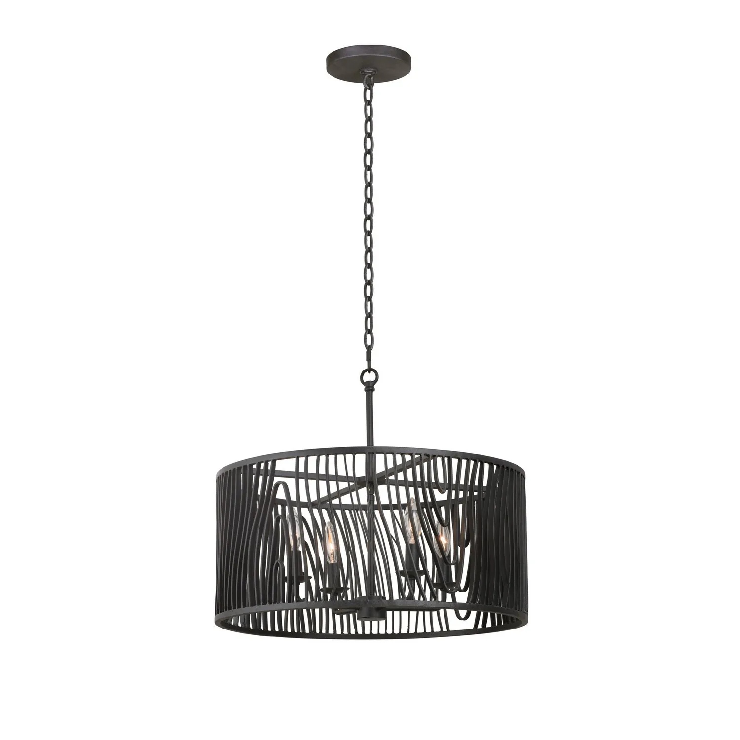 Morre Four Light Convertible Pendant / Semi Flush in Black Iron