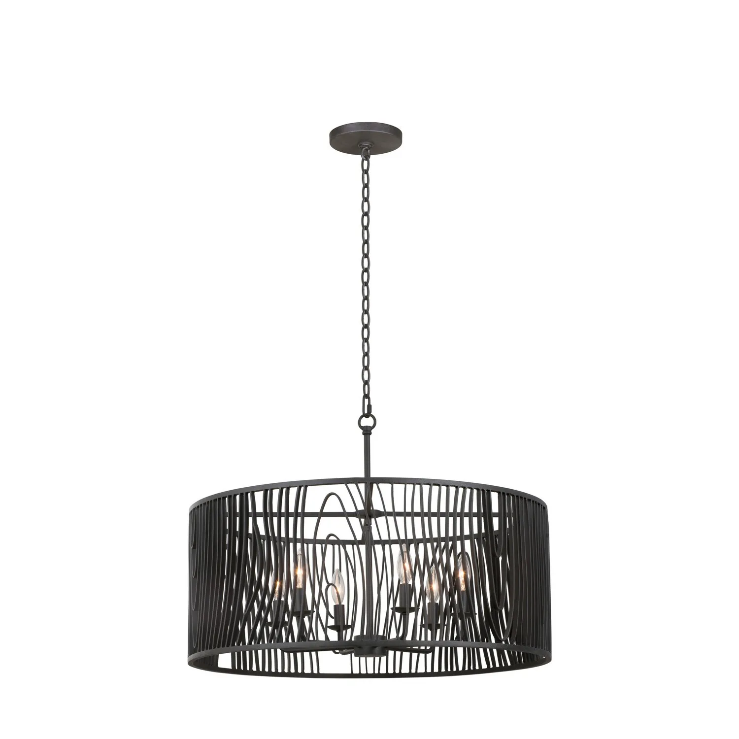 Morre Six Light Pendant in Black Iron