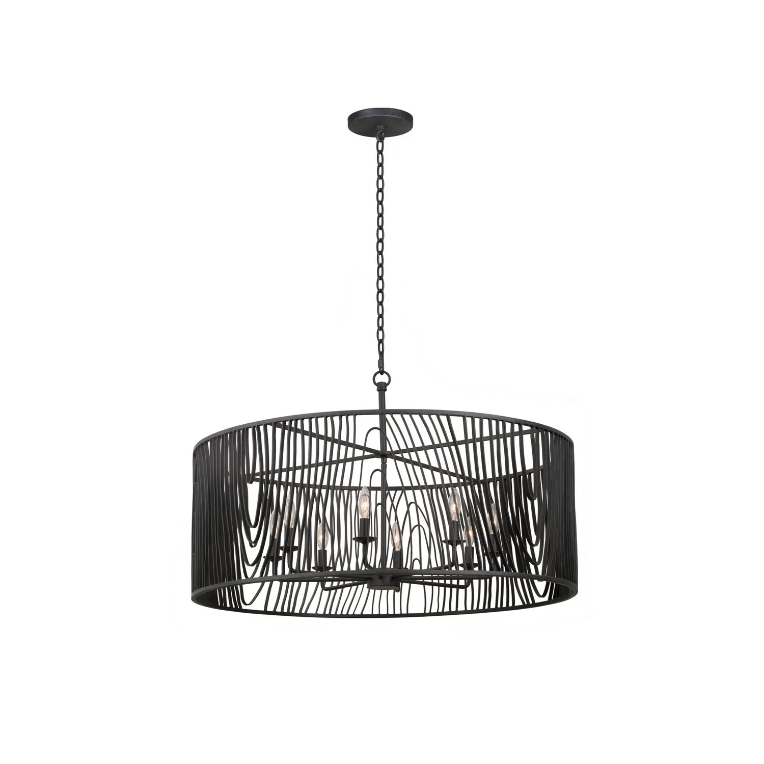 Morre Eight Light Pendant in Black Iron
