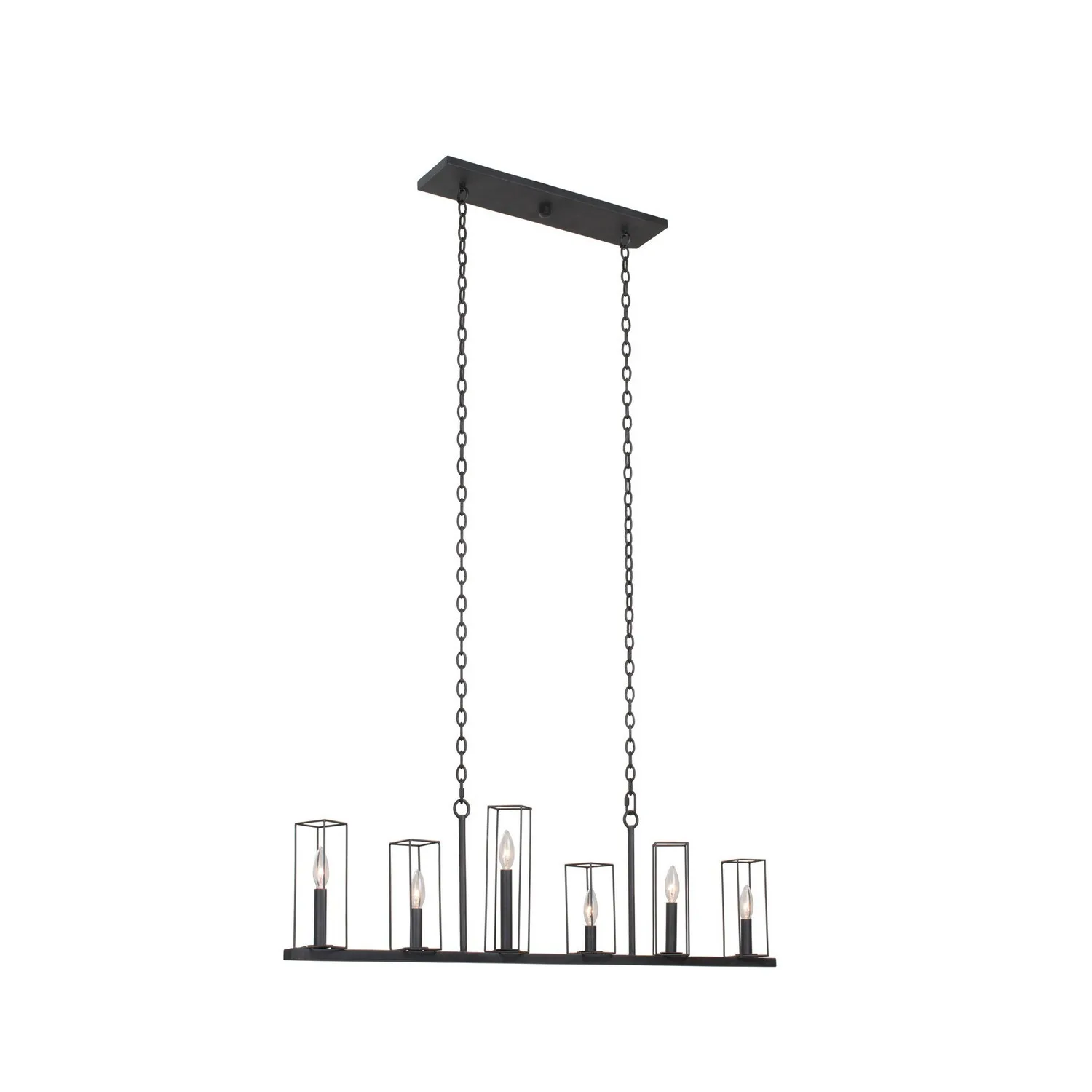 Allston Six Light Island Pendant in Black Iron