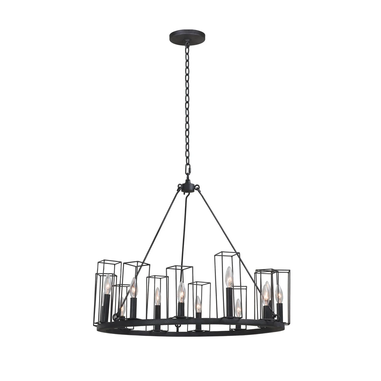 Allston 12 Light Chandelier in Black Iron