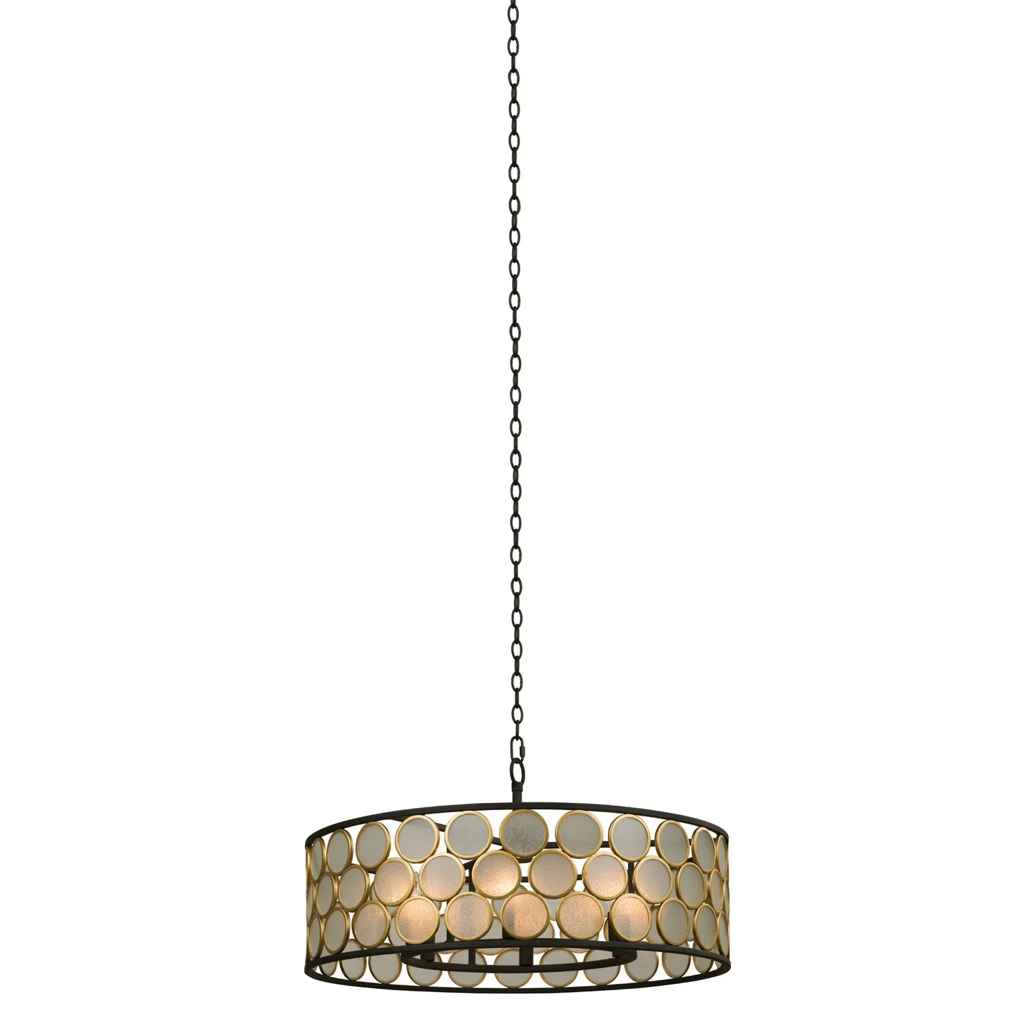 Corsa Six Light Pendant in Matte Black w Gold