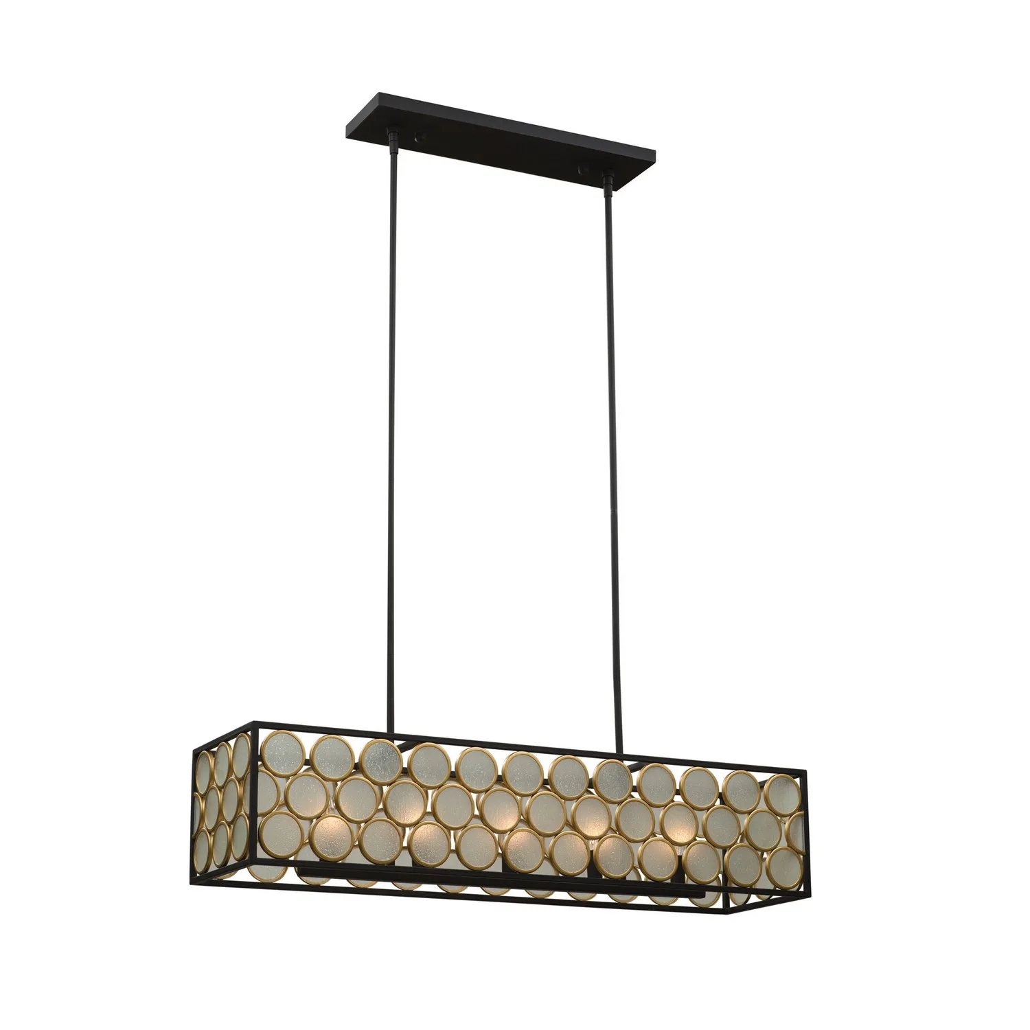 Corsa Five Light Island Pendant in Matte Black w Gold