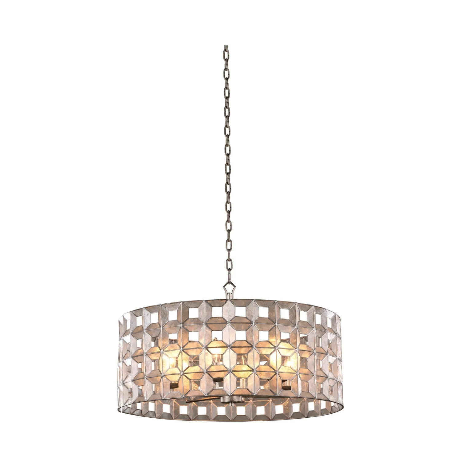 Prado Six Light Pendant in Oxidized Silver Leaf