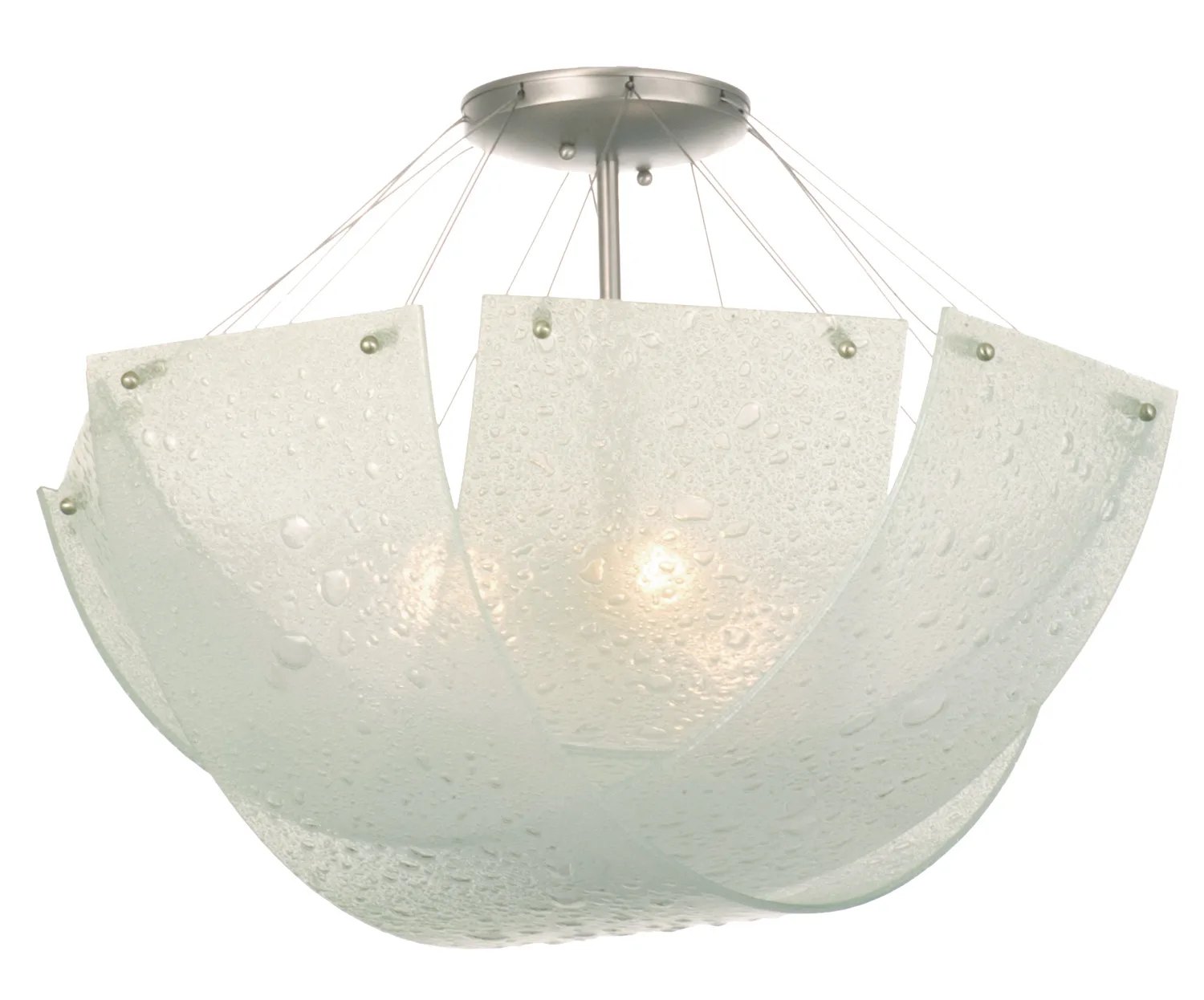 Cirrus Three Light Semi Flush Mount in Satin Nickel