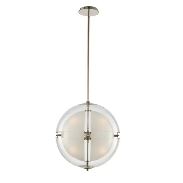 The Sussex Collection is inspired by mid-century design and features an open, split glass globe encasement. G9 LED lamps included. Collection: Sussex Rooms: Dining, Den, Entry, Bed Finish: Polished Nickel Glass: Clear Hemisphere Glass Width: 14.00" Height: 22.00" Length: 14.00" Weight: 12.00 lb Wire: 96" Rod: (1) 6", (1) 12", (1) 24" Canopy: 6"x1" Bulbs Included Number of Bulbs: 4 Maximum Wattage: 4.00 W Bulb Type: G9 Bulb Base: G9 Light Source: LED Light Output: 480.00 lm Color Temperature: 3000 K CRI: 80 Dimmable Voltage: 120.00 V Material: Steel , Glass Country of Origin: China Safety Listing: cETL Safety Rating: Dry LED